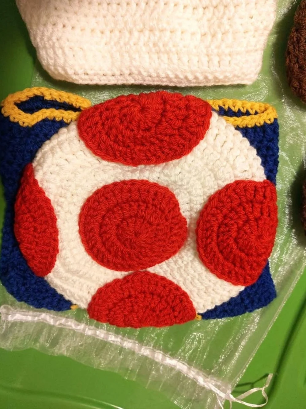Crochet Toad Baby Costume Set - White, Red, Blue, Brown